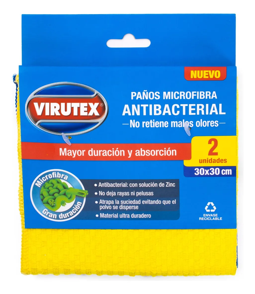 Pack x 2 Paños de Microfibra Antibacterianos Virutex