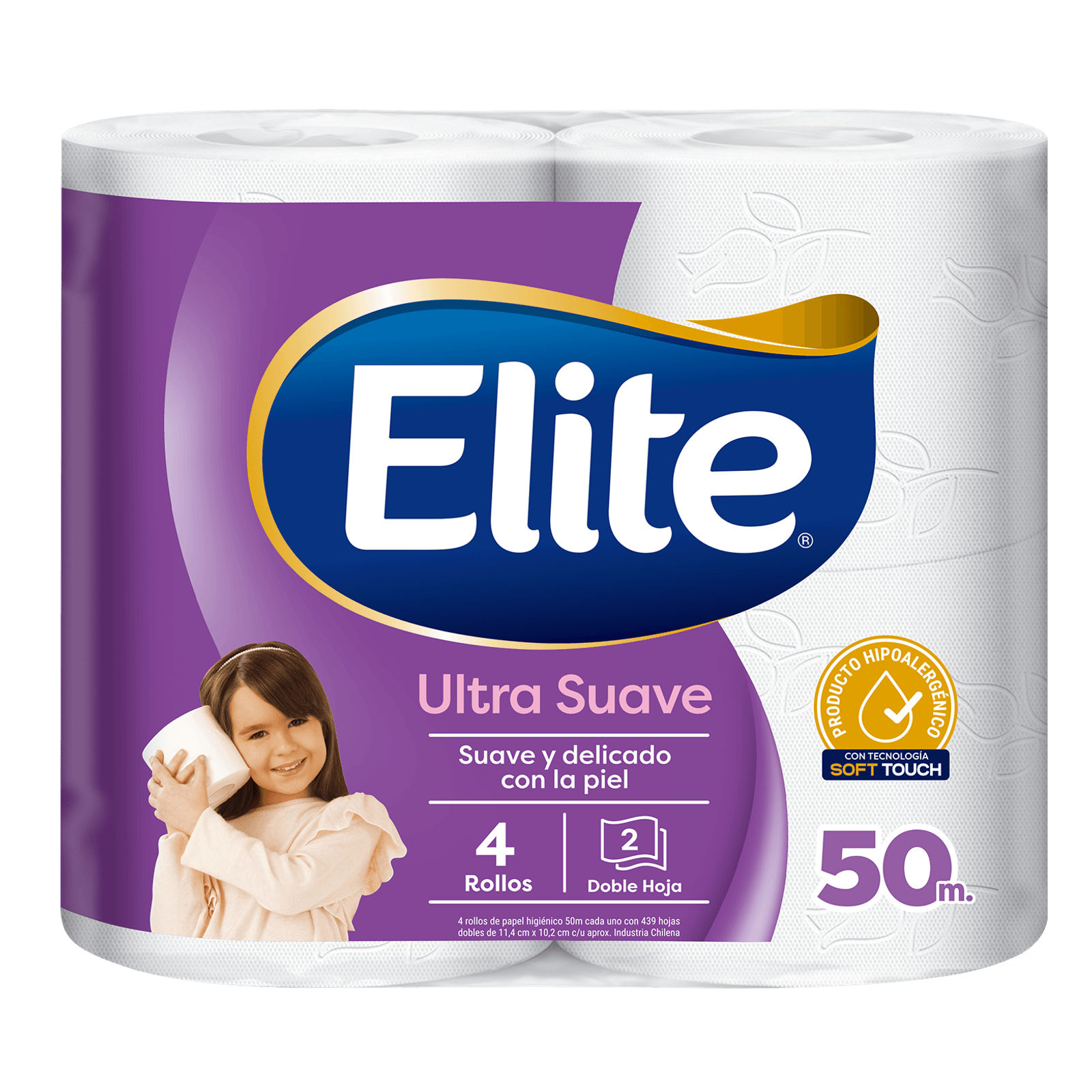 Pack x 4 Rollos de Papel Higiénico Elite Doble Hoja Ultra (50 m)