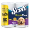 Pack x 4 Rollos de Papel Higiénico Scott Rindemax Doble Hoja (50 m)